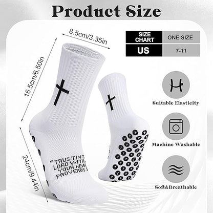 🧦✝️Anti-slip Football Socks Bible Verse Cross Soccer Socks ⚽ for Youth Men Women
