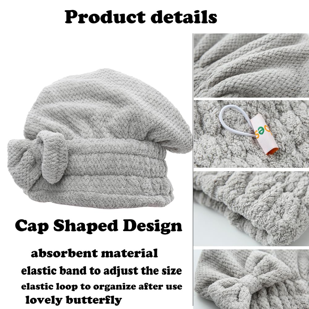 🎀Cute bow drying cap for women, absorbent quick-drying, thickened❄️