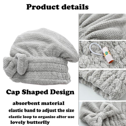 🎀Cute bow drying cap for women, absorbent quick-drying, thickened❄️