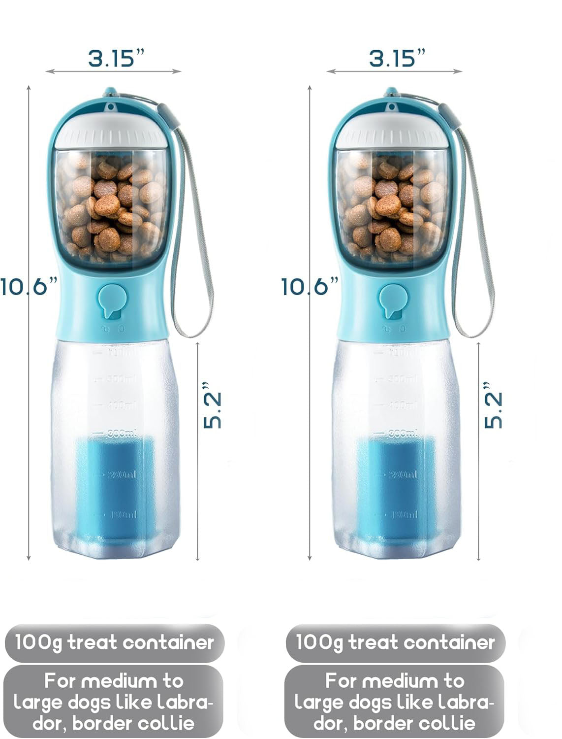 🐶3-in-1 Portable Pet Water Bottle with Food & Waste Bag Dispenser
