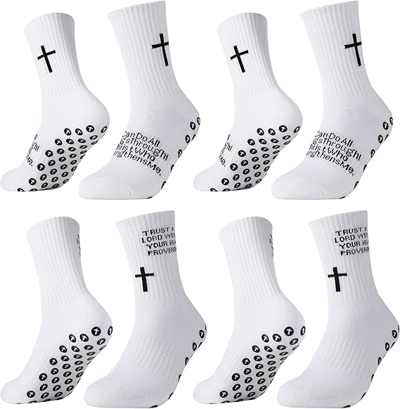 🧦✝️Anti-slip Football Socks Bible Verse Cross Soccer Socks ⚽ for Youth Men Women