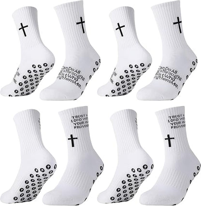 🧦✝️Anti-slip Football Socks Bible Verse Cross Soccer Socks ⚽ for Youth Men Women