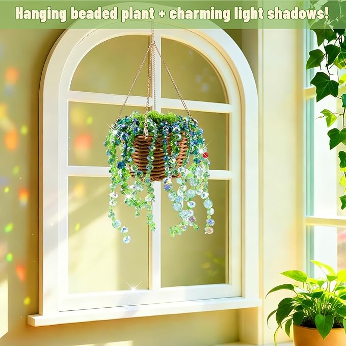 🪴 Hanging Beaded Plant Kit – Craft Your Own Sun-Catching Greenery That Glows!
