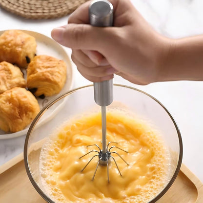 🥚SUMMER SALE 49% OFF☕Stainless Steel Hand-Push Rotary Whisk, Food-Grade Rust-Resistant Kitchen Utensil with Sturdy Riveted Construction.