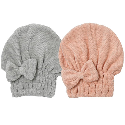 🎀Cute bow drying cap for women, absorbent quick-drying, thickened❄️