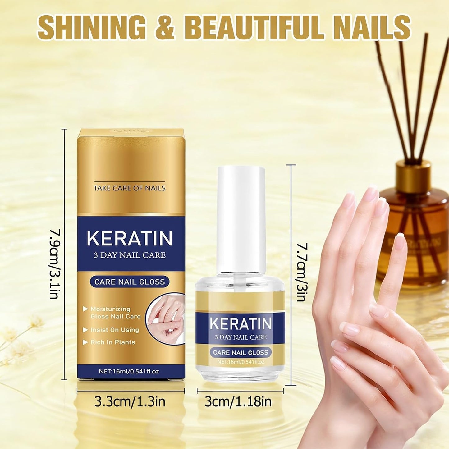 3 Days Nail Care, Keratin Amino Acid Nail Care, Strengthening and Hydration, for Dry, Weak & Fragile Nails
