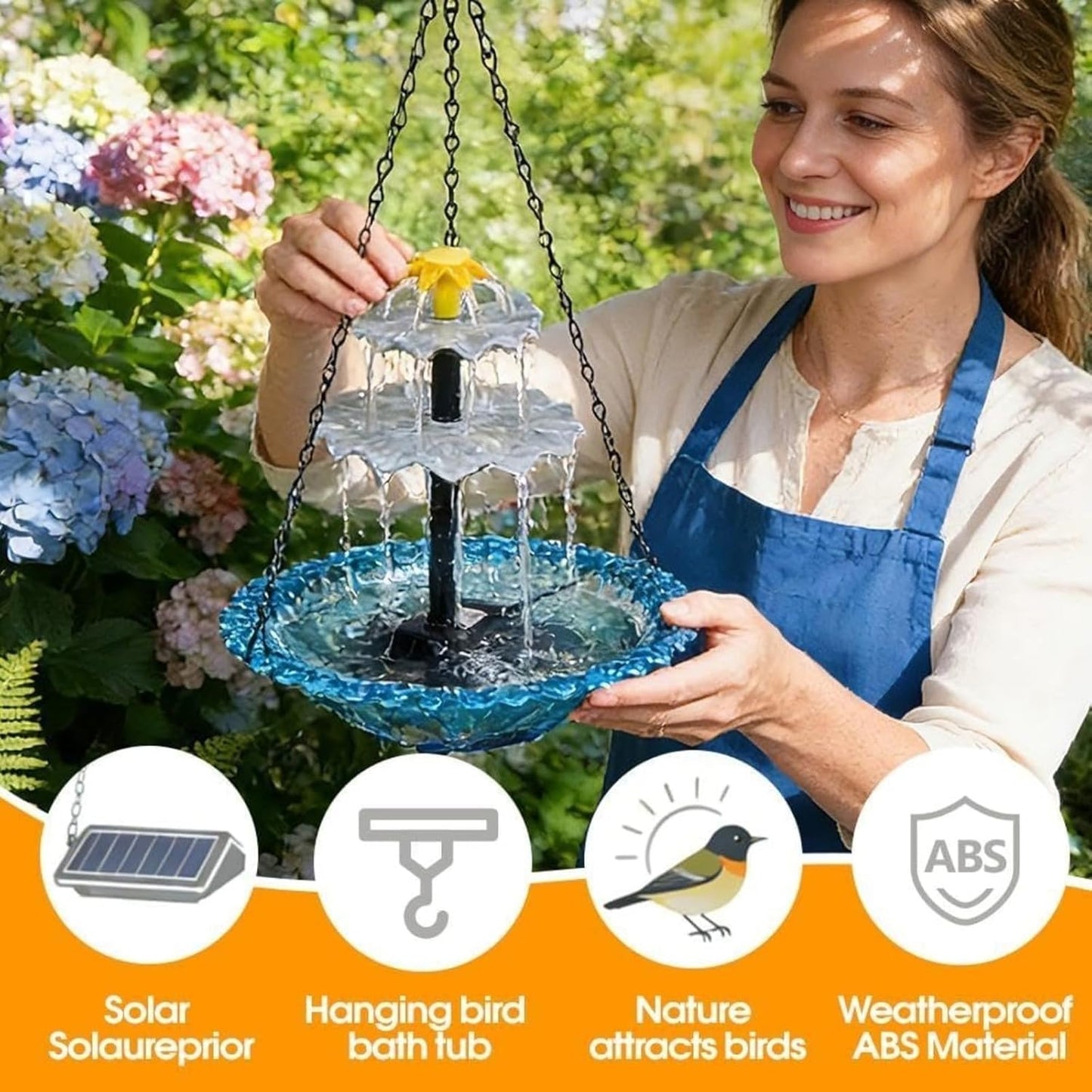 ✨Special Offer Today Only! 🐦 Solar Cascade Hanging Bird Bath Fountain