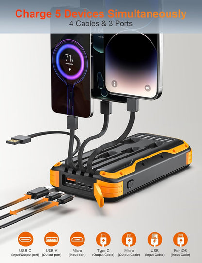 🔥Last Day 60% OFF-Solar Power Bank 40000mAh, Portable Charger PD 20W Fast Charging