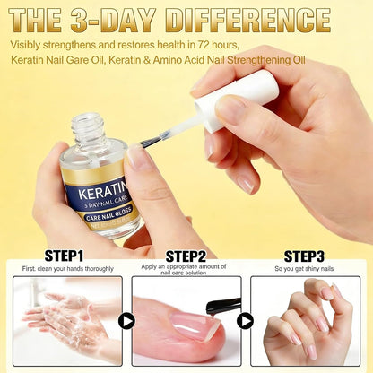 3 Days Nail Care, Keratin Amino Acid Nail Care, Strengthening and Hydration, for Dry, Weak & Fragile Nails