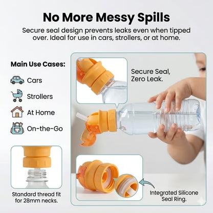 1 Pack Kids Water Bottle Spout Conversion Cap with Straw