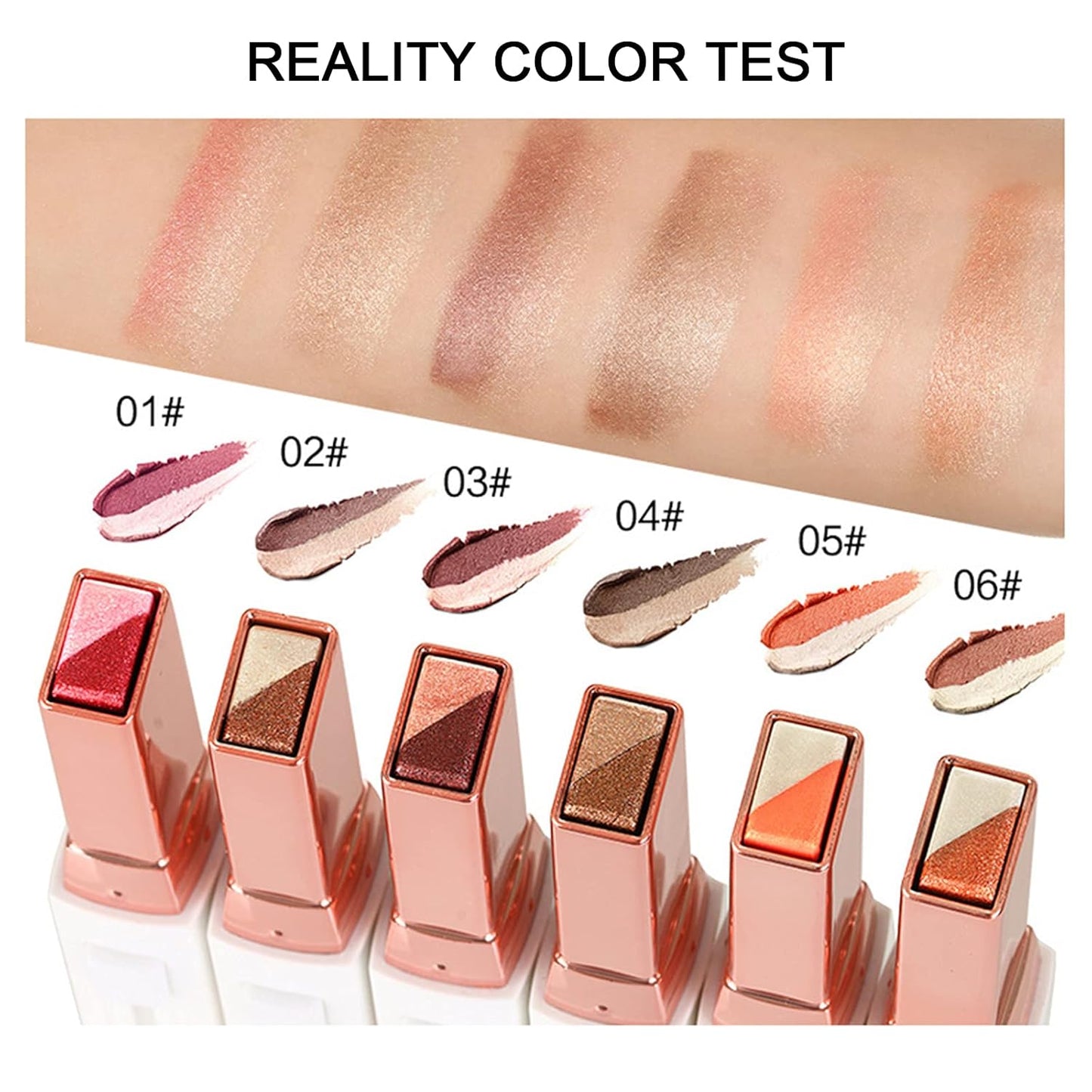 Two-Tone Shimmer Gradient Shadow, Duo Chrome Metallic Eyeshadow Stick Waterproof Glitter Eye Shadow Pen