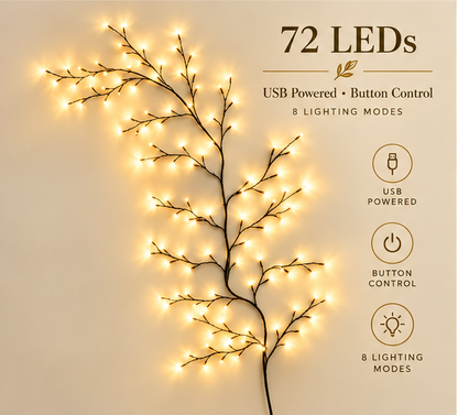 ✨ Flexible LED Branch Lights | Remote-Controlled Holiday Wall Decor