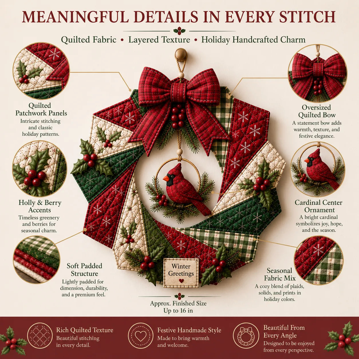 🔥LAST DAY 50% OFF - 🎄Christmas Fabric Wreath DIY Kit – A Keepsake You’ll Hang with Pride Year After Year💫