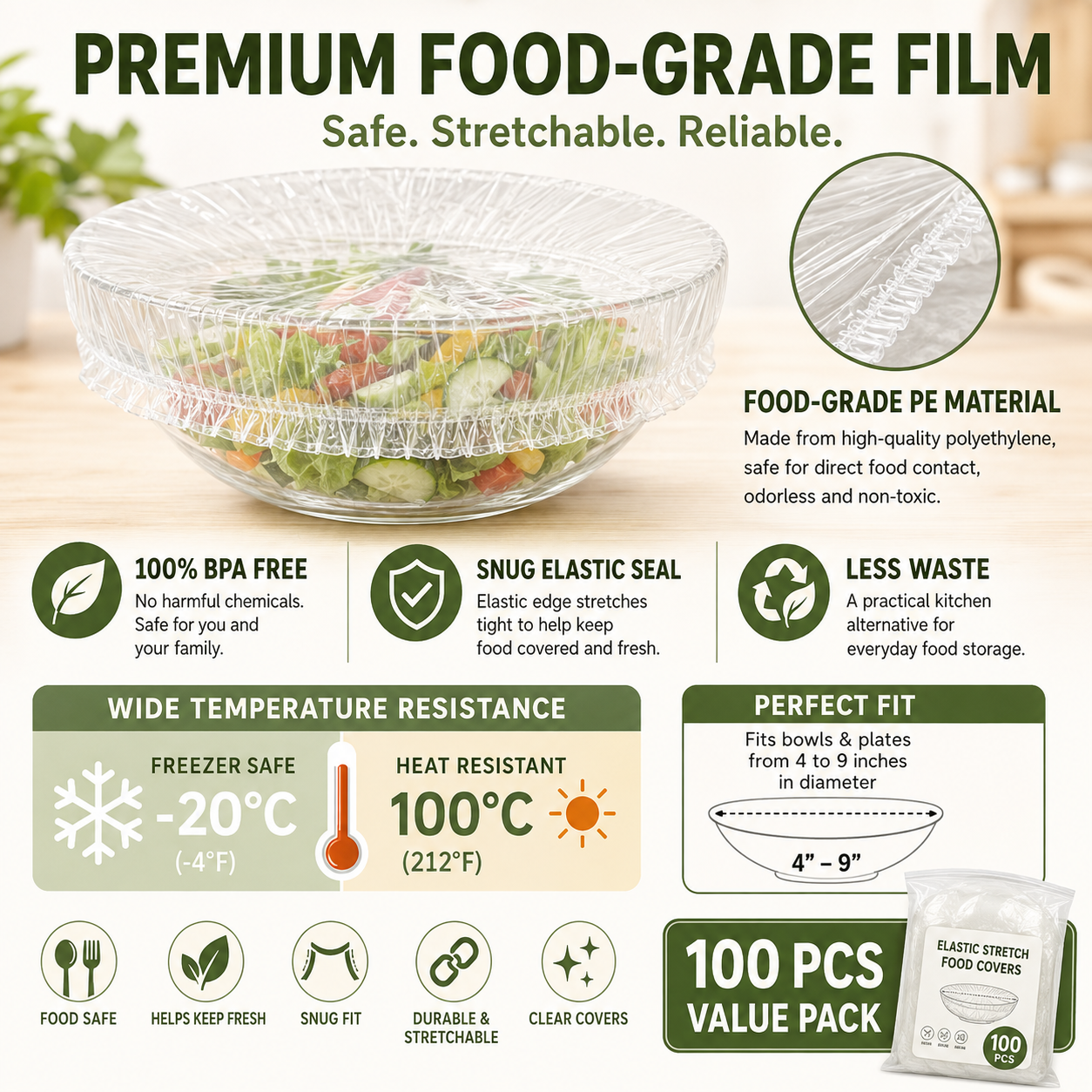 🍽️Summer Limited-Time 50% OFF 🍽️100PCS Disposable Stretch Food Covers for Bowls & Plates