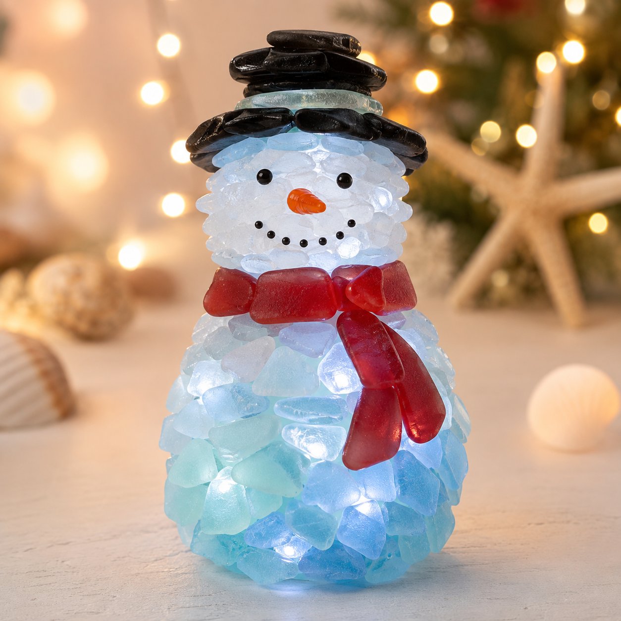 ⏳ Last Day 49% OFF – 🎅 Beginner-Friendly DIY Lighted Sea Glass Santa Christmas Decor Kit | Complete Kit with Sea Glass Pieces, Warm Fairy Lights & Step-by-Step Guide Included 💕