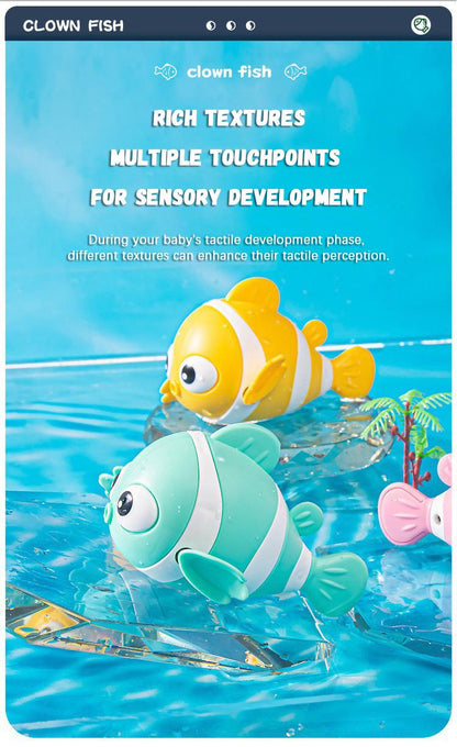 🐟🪸Baby bath clownfish wind-up toy for bathing, children's chain toy for water play