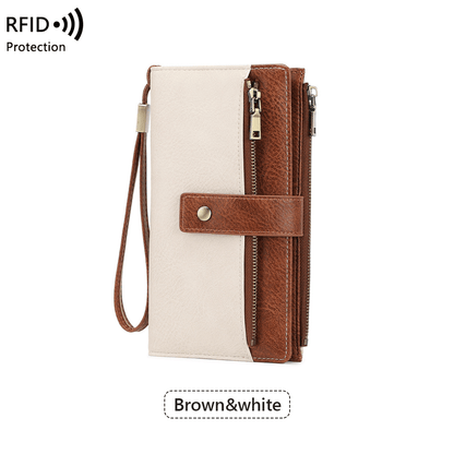🔥Last Day 49% OFF-Women's long wallet, stylish clutch, elegant solid color RFID blocking leather wallet