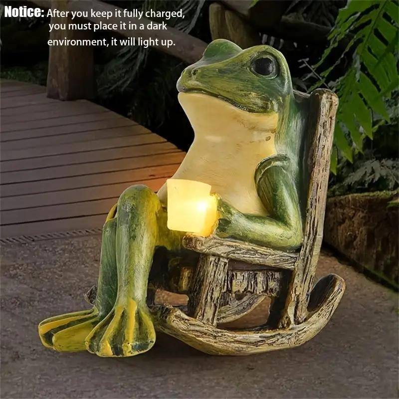 🐸 Solar-Powered Frog Garden Statue – Decorative Lighted Sculpture