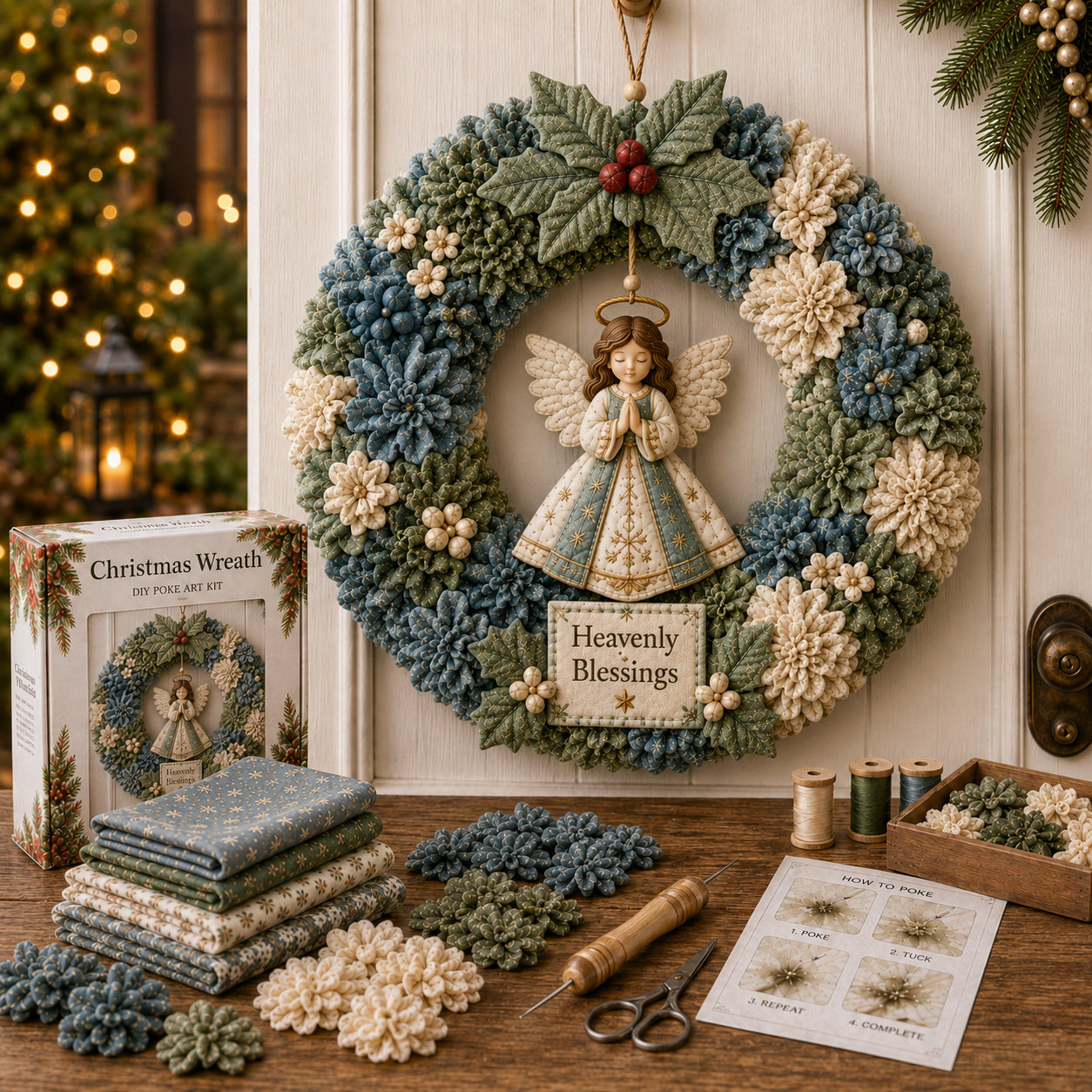🔥49% Off Last Day - BUY 3 GET 1 FREE🔥🎄 3D Fabric Poke Wreath DIY Kit