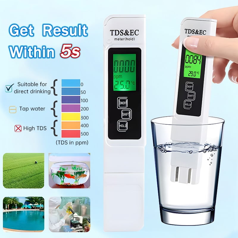 🔥Last Day 50% OFF🔥4-in-1 TDS Meter Digita Water Quality Tester 0-9990 PPM Hard Water Clarity Assurance