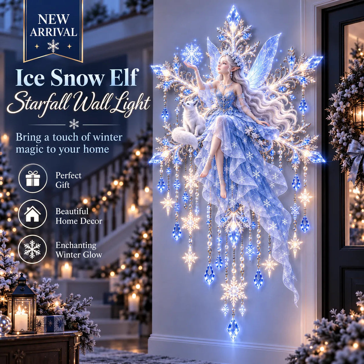 🔥 Last Day 49% OFF❄️Ice Snow Elf Starfall Wall Light