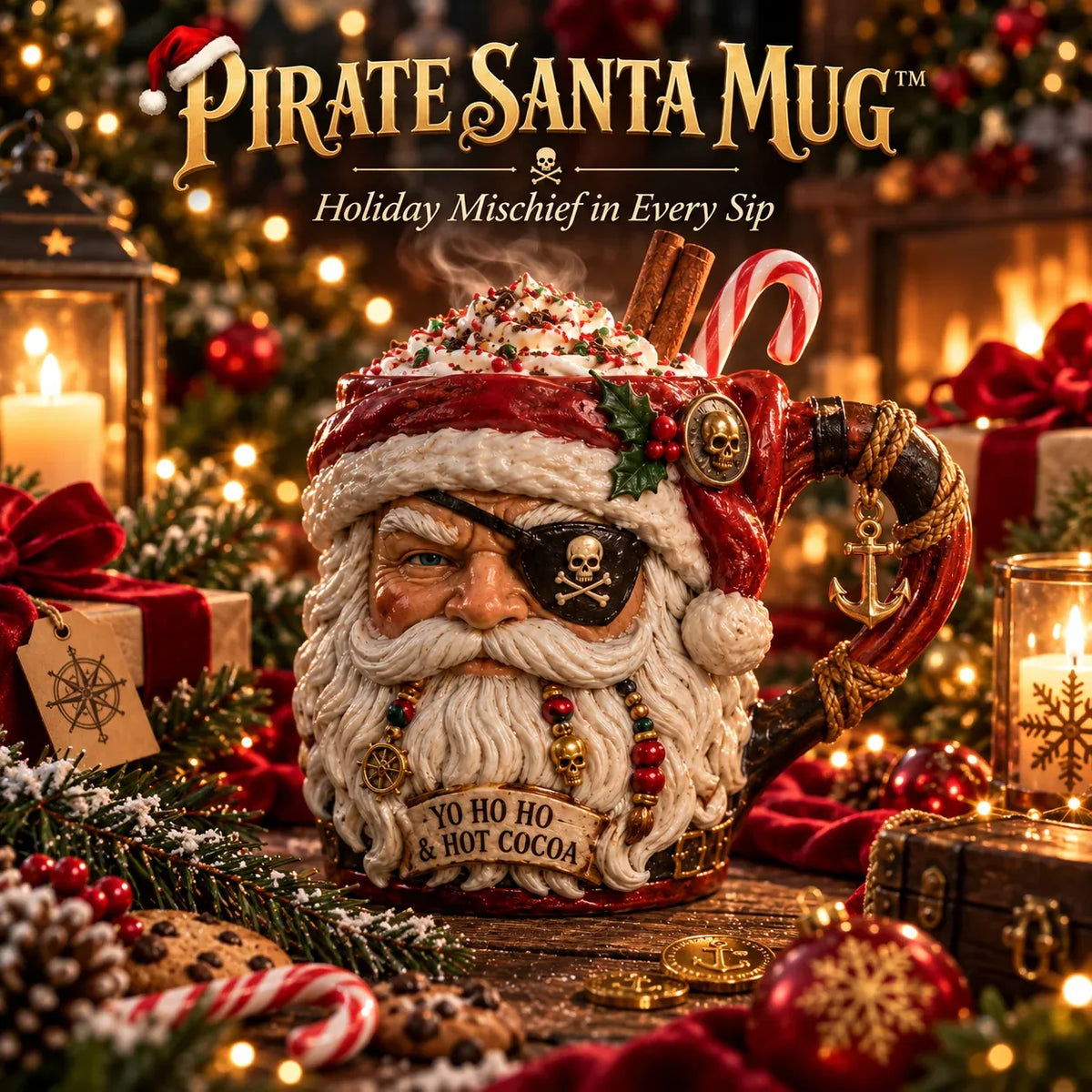 ⏳ Last Day 49% OFF – 💀🎅 3D Dark Christmas Santa Mug Collection | Skull Santa & Pirate Santa Designs with Sculpted Holiday Details ☠️