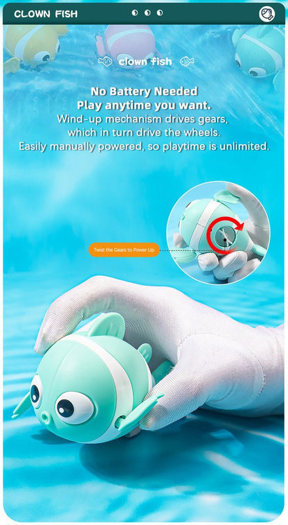 🐟🪸Baby bath clownfish wind-up toy for bathing, children's chain toy for water play