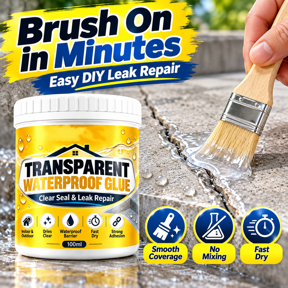 Transparent Waterproof Glue with Brush for Leak Repair🍀