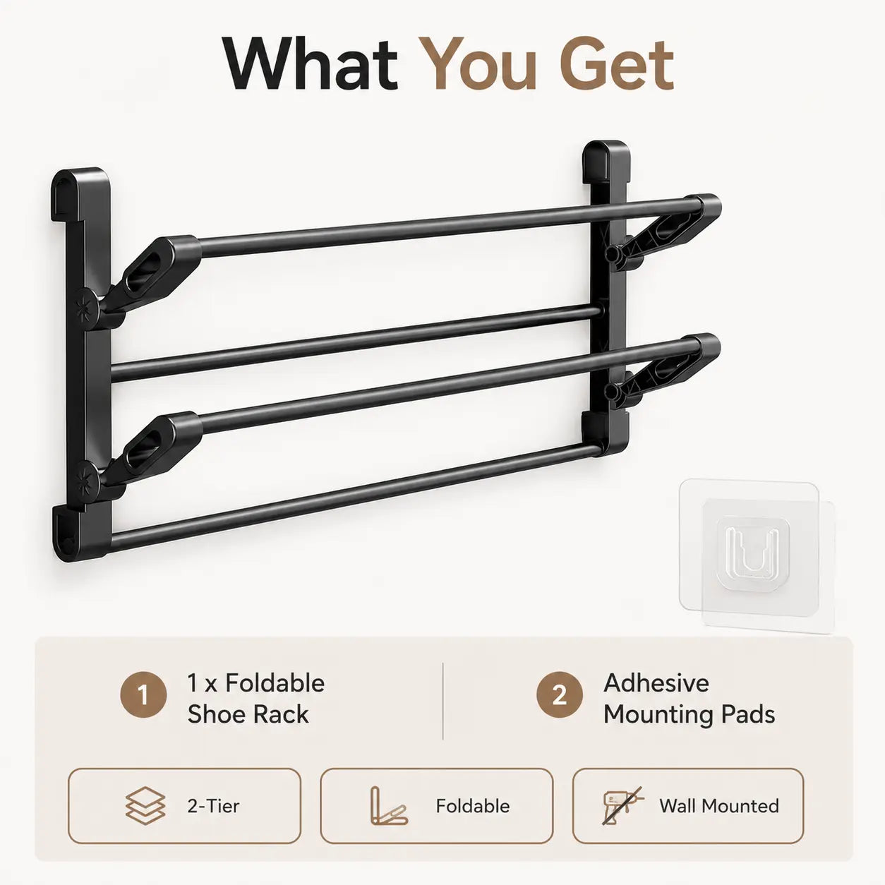 🪑 Foldable Wall‑Mounted Shoe Rack｜Space‑Saving Hanging Slipper Holder for Entryway Bathroom RV