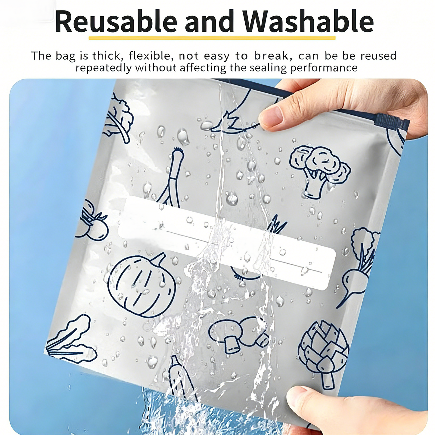 Reusable Ziplock Bags with Antibacterial Lining — Airtight, Leak-Proof & Eco-Friendly