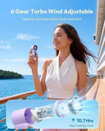 🥳2026 HOT SALE🥳💞50K+ SOLD!💨❄️ ! Turbo Handheld Fan – 16900 RPM, 6 speeds, LED display. 3000mAh battery, 10.7hrs cooling. Pocket‐sized power! 🌬️✨