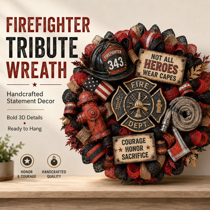 🔥 Honor the Brave — Handcrafted Firefighter Tribute Wreath 🚒❤️
