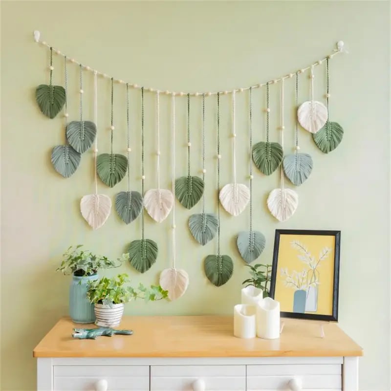 Bohemian macrame leaf wall hanging