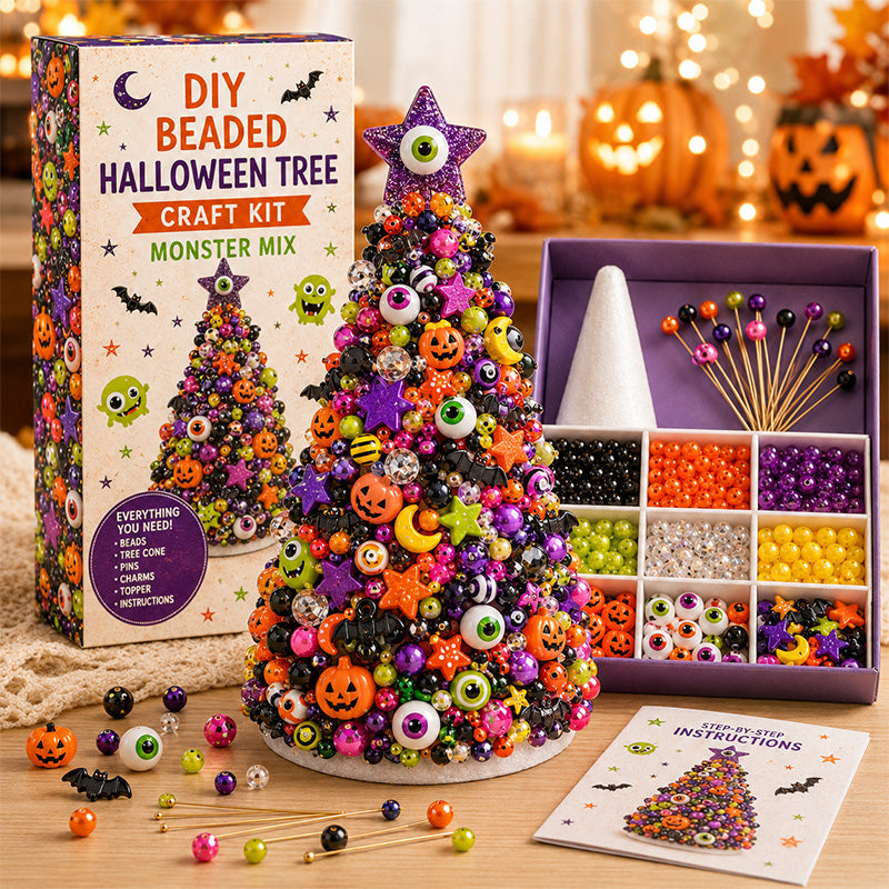 🎃✨ DIY Beaded Halloween Tree Craft Kit 👻🧵