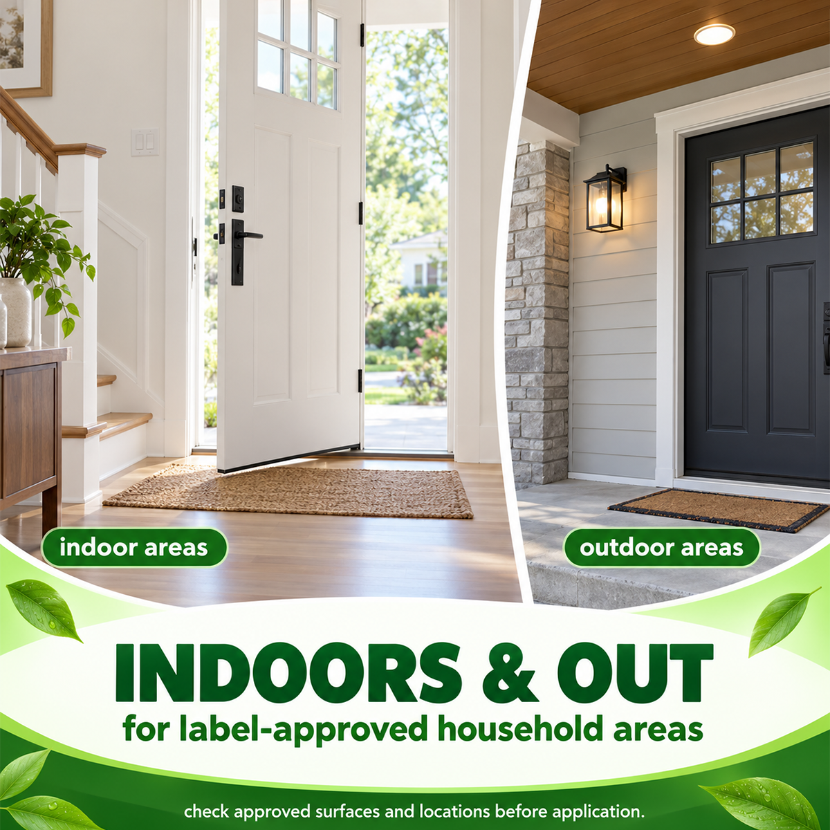 Indoor and outdoor pest control application areas