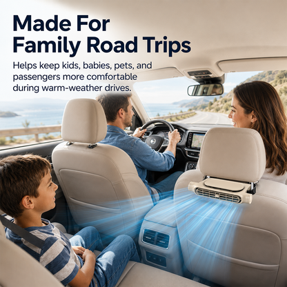 🚗💦Dual-Turbine Silent No-Blade Car Headrest Fan –Rechargeable, 3-Speed Adjustable Ventilation Cooling Fan