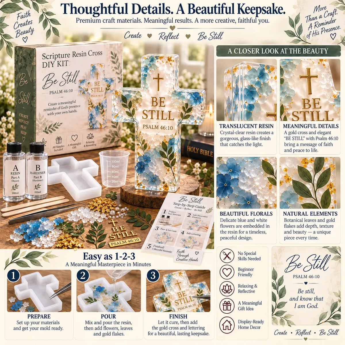 Psalms of Comfort &Strength Resin Cross DIY Kit