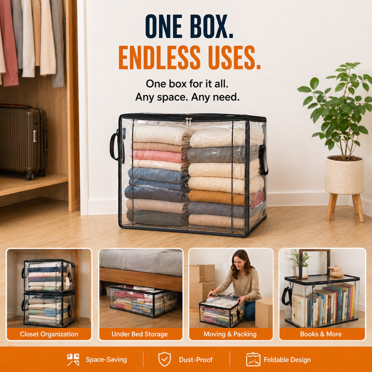 ✨ Mother's Day Sale 49% OFF📦Large Heavy-Duty Thick Plastic Clear Storage
