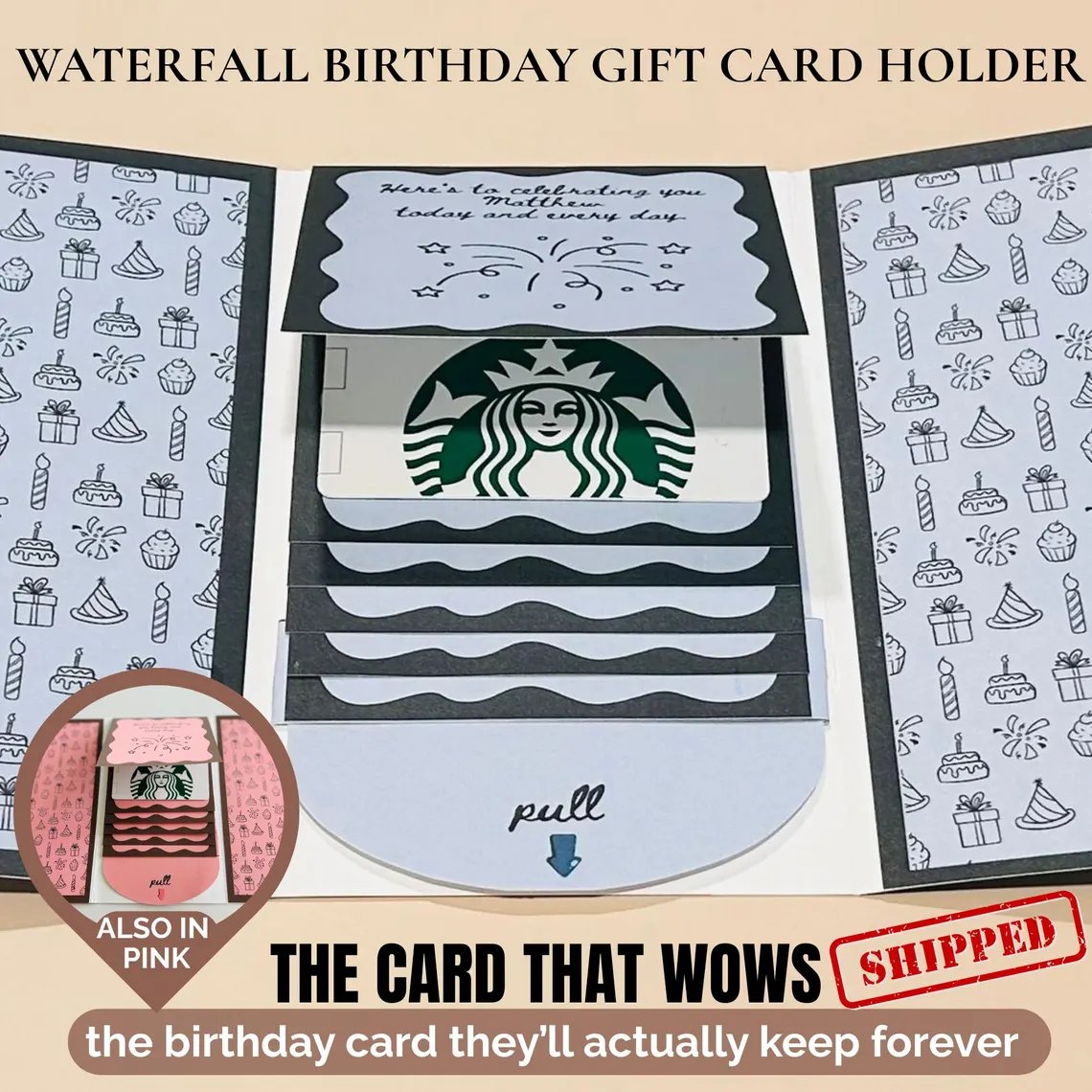 🎁LAST DAY 50% OFF - 🎂✨ Handmade Waterfall Birthday Gift Card Booklet💖
