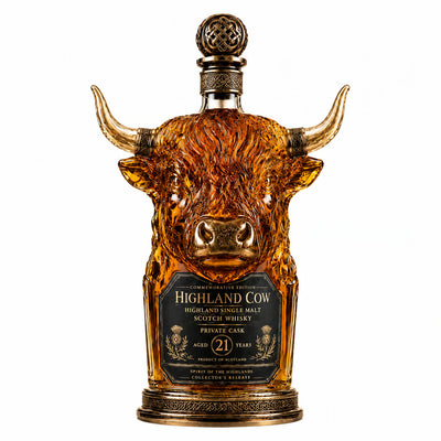 Highland Cow Private Cask 21 Years Cow Head Shaped Scotch Whisky Bottle