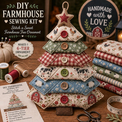 🔥Last Day 49% OFF - Layered Fabric Tree Ornament DIY Sewing Kit