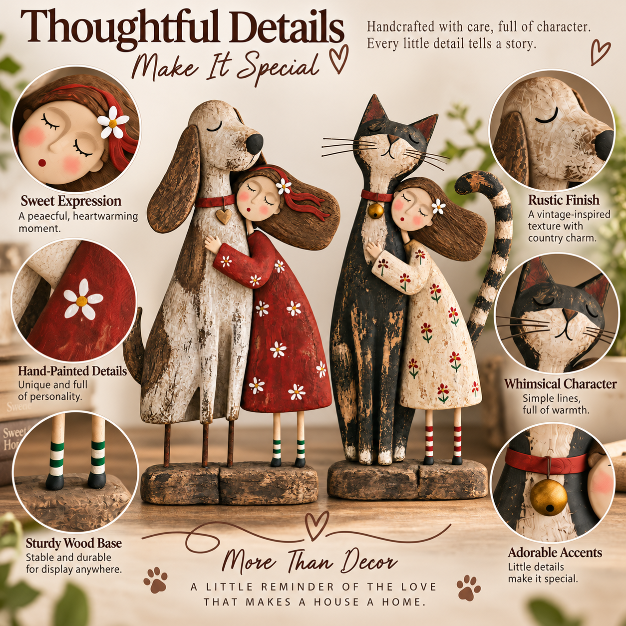 ❤️Girl & Her Best Friend Folk Art Figurine