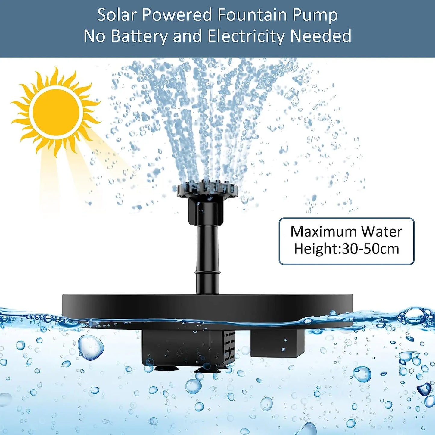 5.1" Solar Bird Bath Fountain Pump - Floating Water Feature with 6 Spray Nozzles - Eco-Friendly Pond Aerator for Garden & Patio
