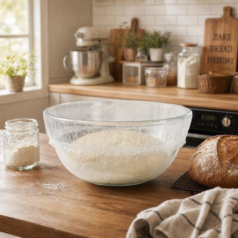 🔥100Pcs Medium Reusable Elastic Plastic Bowl Covers - Kitchen Bread Proofing🛒（副本）