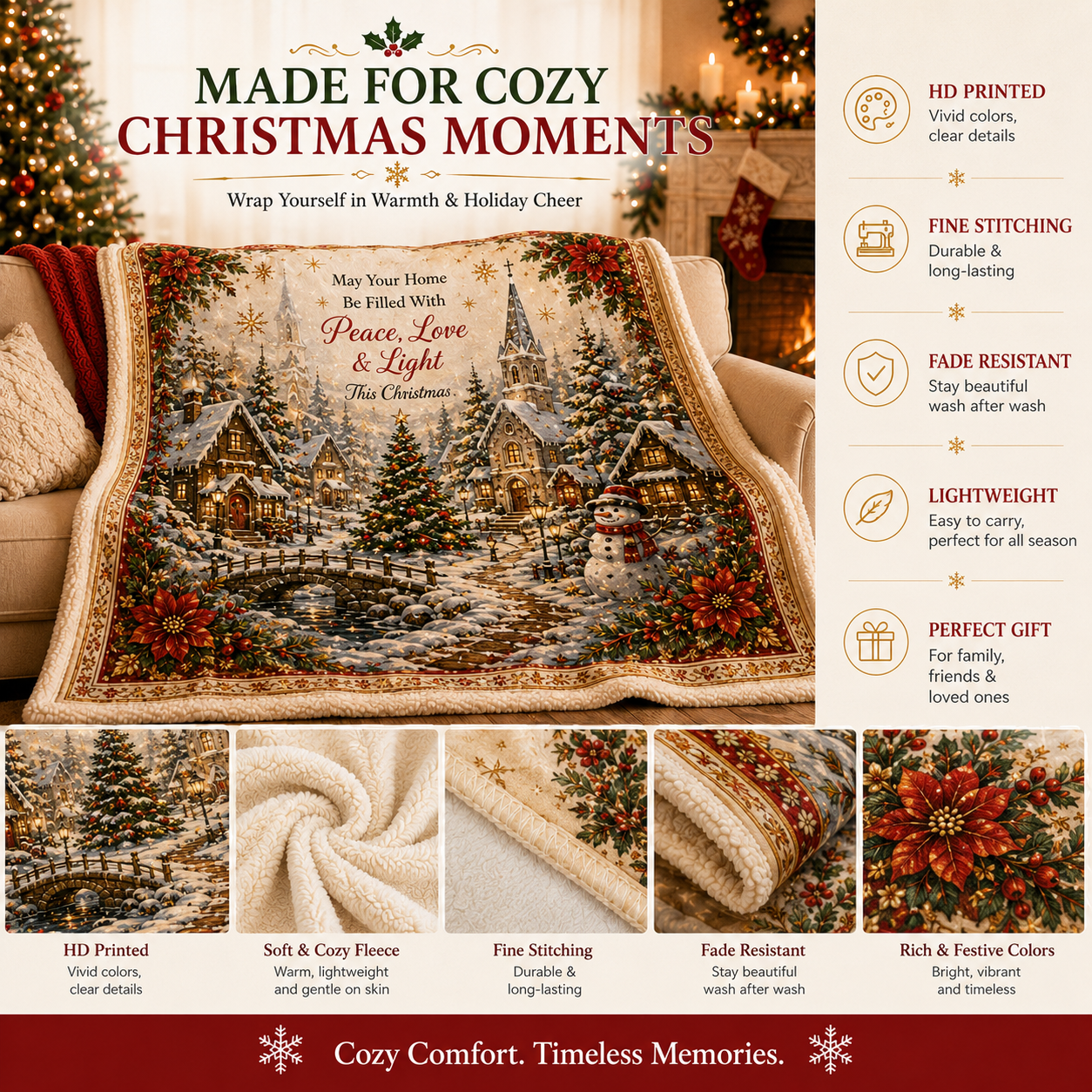 🎄 Christmas Magic Throw Blanket™ – Cozy Holiday Fleece Blanket