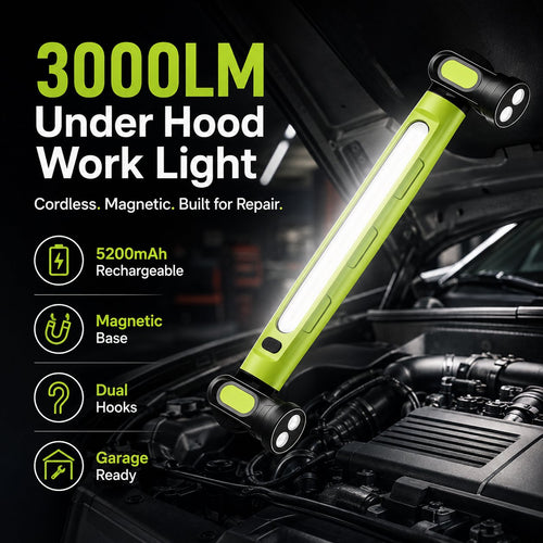 🎁 Father's Day Sale 49% OFF | 3000LM LED Magnetic Work Light Bar • 5200mAh Cordless • Hooks & Magnetic Base 🔧