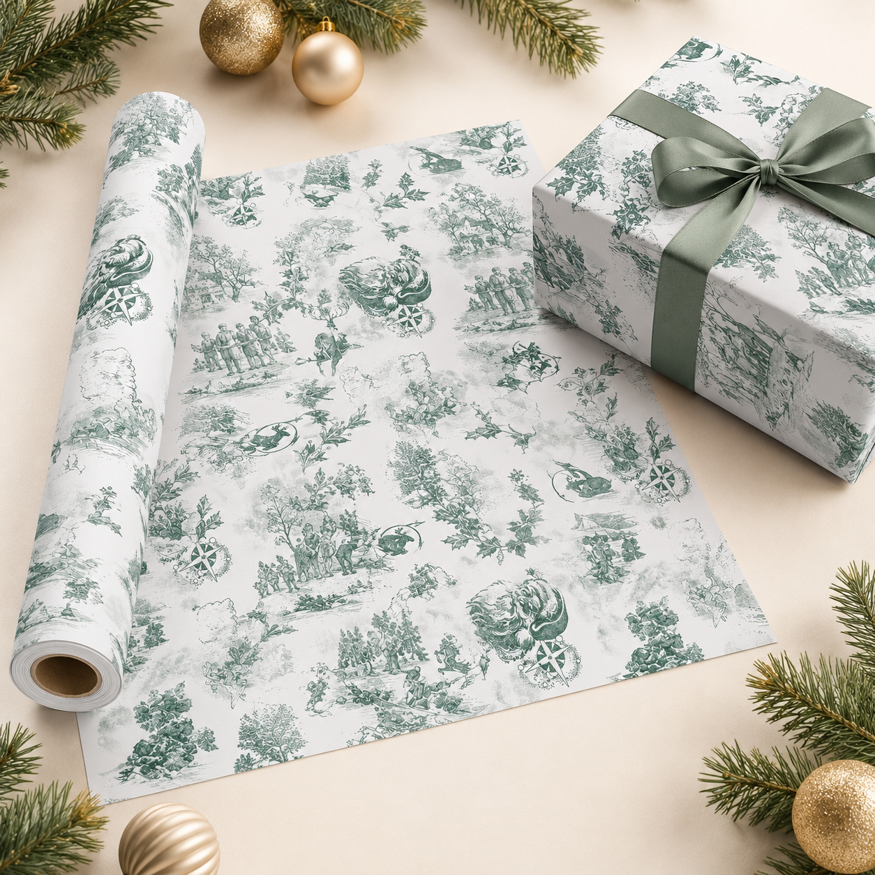 🎄Vintage Christmas gift wrapping Kraft paper, 43cm x 5 m Recyclable Kraft