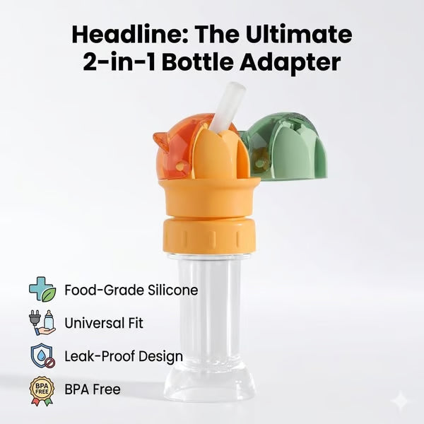1 Pack Kids Water Bottle Spout Conversion Cap with Straw