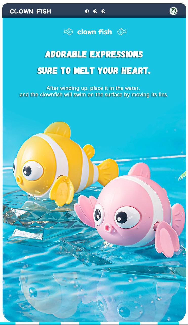🐟🪸Baby bath clownfish wind-up toy for bathing, children's chain toy for water play