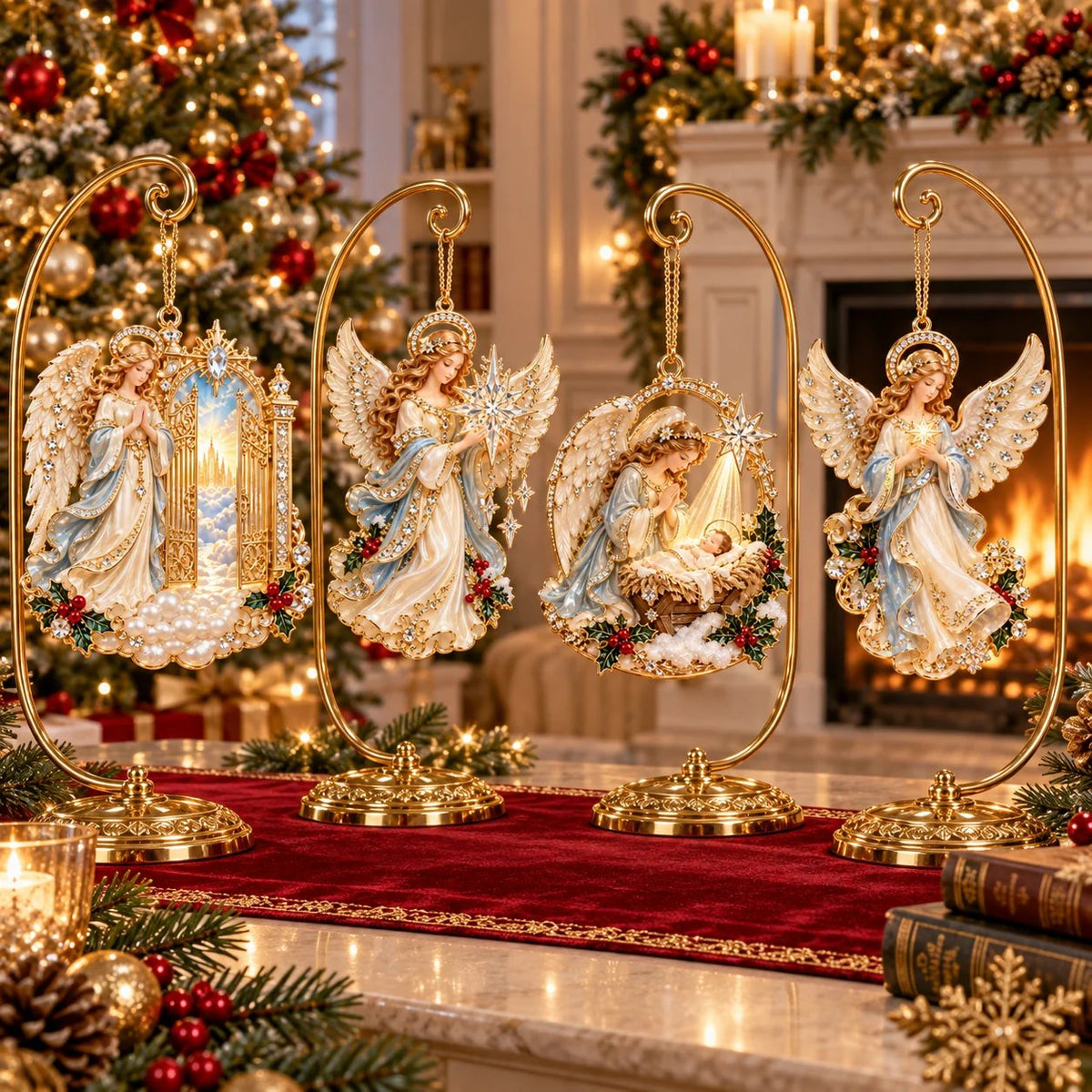 Heavenly Angel Christmas Ornament –  Crystal Star, Heaven’s Gate & Nativity Faith Keepsake Collection